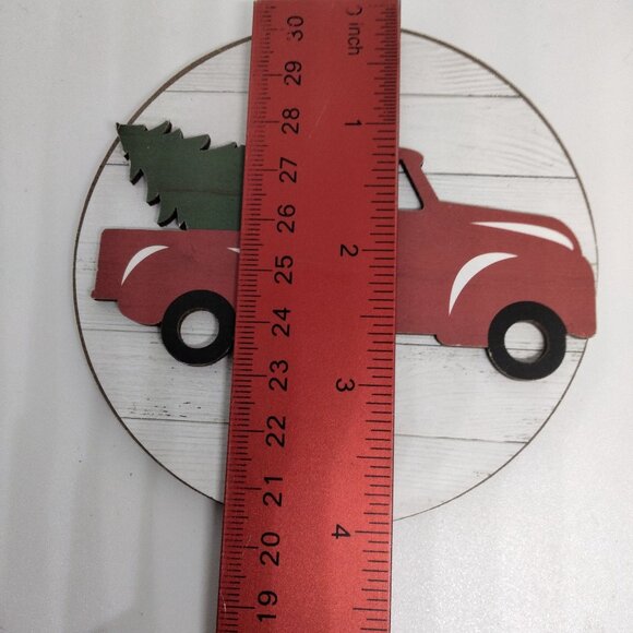 Red Truck Christmas Tree Plaque 4 inch Craft Piece 3D Christmas Ornament - Picture 2 of 4